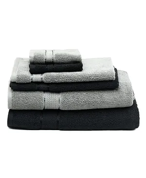 SWHF Chic Home Premium Solid 550 GSM Cotton Towels Pack of 6 - Black Grey
