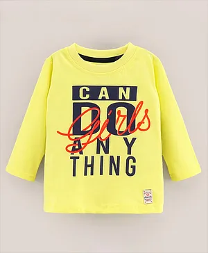 Olio Kids Full Sleeves Tee Text Print - Yellow