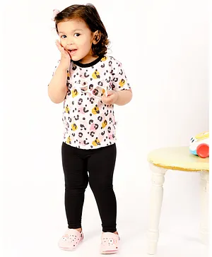 The Mom Store Half Sleeves Animal Printed Tee - Beige