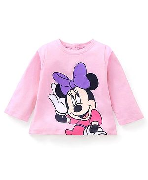 Babyhug Cotton Full Sleeves T-shirt Minnie Printed - Light Pink