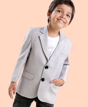 Babyhug Full Sleeves Textured Party Blazer - Grey