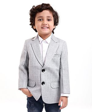 Babyhug Full Sleeves Party Wear Blazer Solid Color - Grey