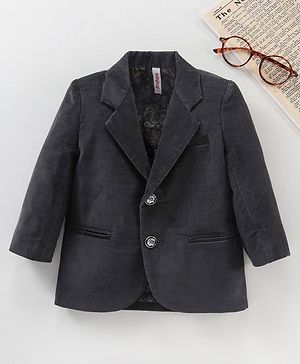 Babyhug Full Sleeves Solid Blazer - Charcoal Grey