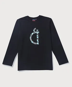 Gini & Jony Full Sleeves T-Shirt Logo Print - Black