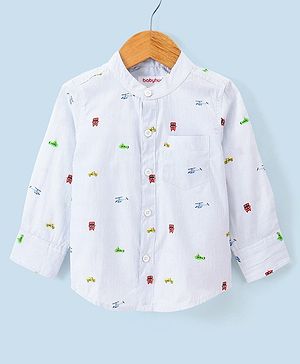 Babyhug 100% Cotton Woven Full Sleeves Shirt Helicopter Print - Blue