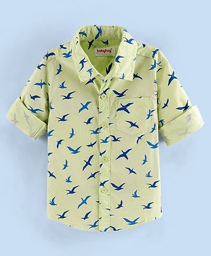 Babyhug Full Sleeves Cotton Shirt Bird Print- Green