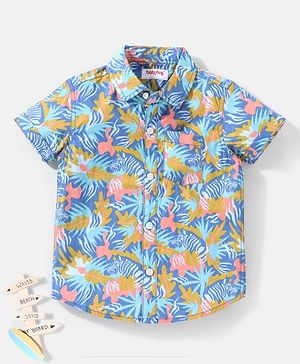 Babyhug 100% Cotton Half Sleeves Shirt Printed - Navy Blue