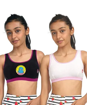 Tiny Bugs Cotton Sports Bra for Girls/Teenager Bra/Multicolour/Printed / 10  Years to 16 Years Old Girls/Non Wired/Non-Padded (Combo of 3)