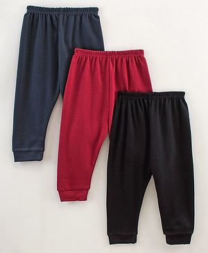 Zero Full Length Lounge Pants Solid Color Pack Of 3 - Navy Blue Red Black