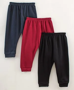 Zero Full Length Winter Wear Fleece Solid Joggers Pack Of 3 - Navy Blue Red Black