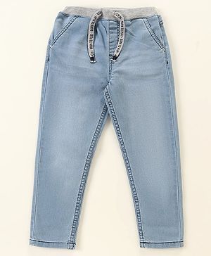 Babyhug Cotton Spandex Full Length Washed Denim Jeans - Blue