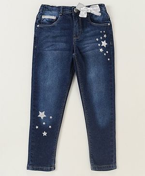 Babyhug Full Length Denim Jeans Star Pattern - Blue