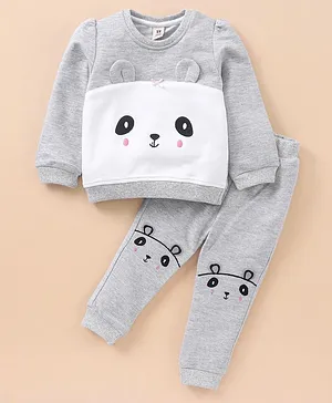 ToffyHouse Full Sleeves Panda Printed Night Suit - Grey