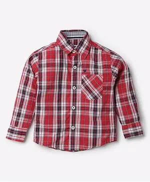 612 League Full Sleeves Checkered Shirt  - Red