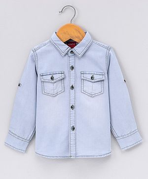Babyhug Denim Full Sleeeves Shirt Solid Colour - Blue
