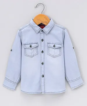 Babyhug Denim Full Sleeeves Shirt Solid Colour - Blue