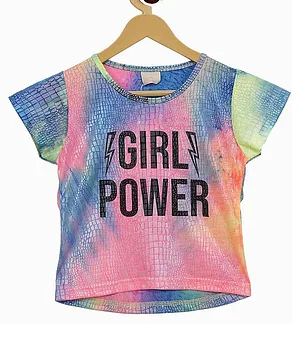 Tiny Girl Cap Sleeves Girl Power Placement Printed Top - Pink