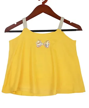 Tiny Girl Sleeveless Butterfly Embellished Top - Yellow
