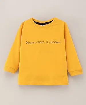 Ollypop Full Sleeves T-Shirt Text Print - Yellow