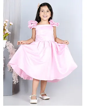 WhiteHenz Clothing Sleeveless Shoulder Flower Embellished Party Dress - Pink