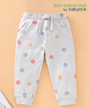 Babyoye Cotton Full Length Lounge Pant Polka Dots - Grey