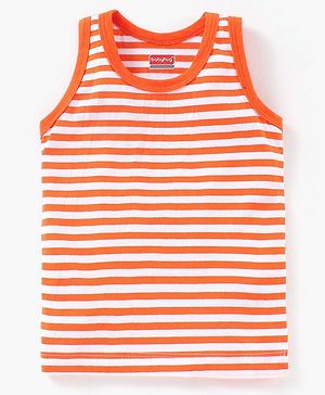 Babyhug 100% Cotton Knit Sleeveless Striped Sando Vest - Orange
