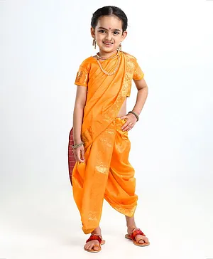 Bhartiya Paridhan Silk Saree With Half Sleeves Blouse - Yellow