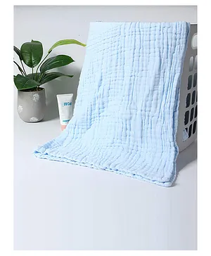 Mom's Home Baby Super Soft Absorbent Muslin 6 Layer Wash Towel - Blue