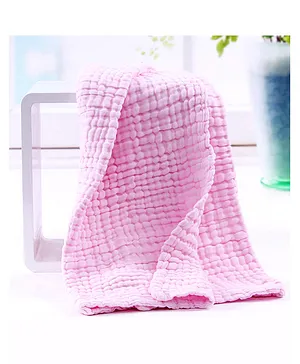 Mom's Home Baby Super Soft Absorbent Muslin 6 Layer Wash Towel - Pink