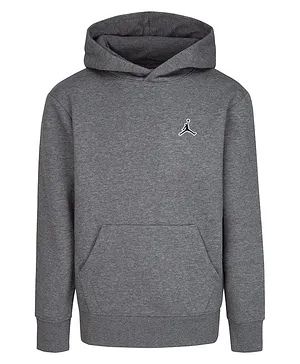 Jordan Full Sleeves Athlete Placement Embroidered Pullover Hoodie - Grey