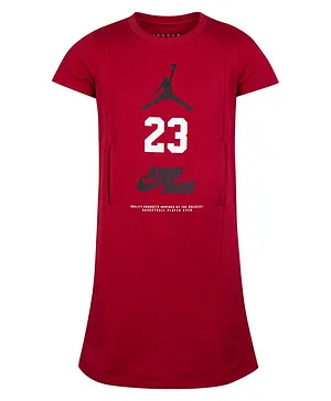 Jordan Half Sleeves Jumpman Printed Elevated Classics Dress - Red