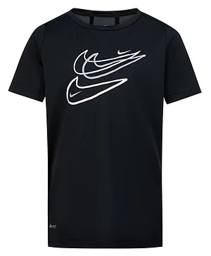 Nike  Half Sleeves Logo Design Tee - Black
