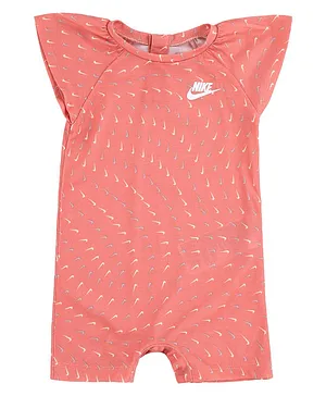 Nike Essentials Cap Sleeves Printed Knit Romper - Orange
