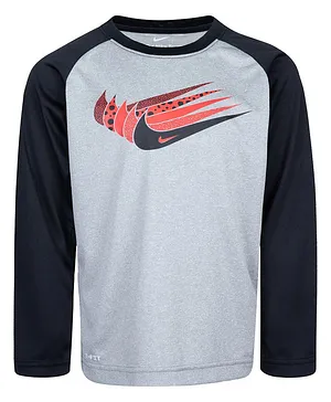 Nike Full Sleeves Swoosh Repeat Tee - Grey