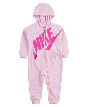 Nike Full Sleeves Baby French Terry Romper - Pink