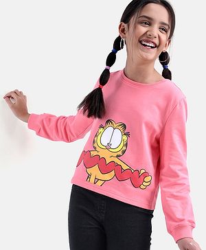 Pine Kids Full Sleeves Crewneck Sweatshirt Garfields Collection Biowashed - Pink