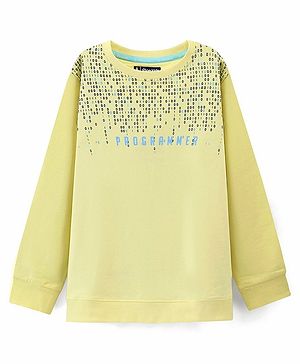 Pine Kids Full Sleeves Sweatshirt Programmer Print - Yellow