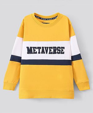 Pine Kids Full Sleeves Biowashed Sweatshirt Text Print- Yellow