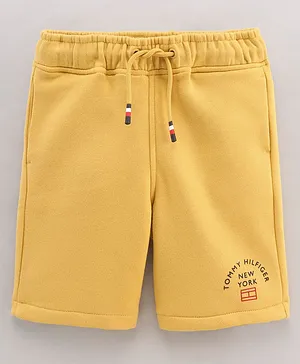 Tommy Hilfiger Cotton Knit Knee Length Shorts Solid Colour - Yellow