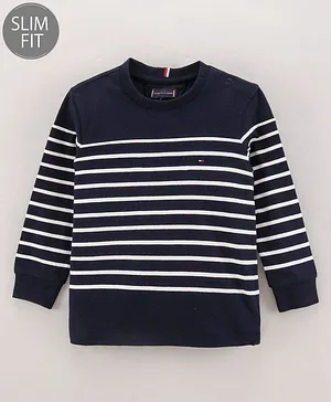 Tommy Hilfiger Full Sleeves Striped Slim Fit T-Shirt - Blue