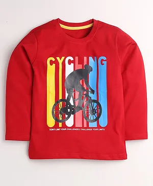 TOONYPORT Three Fourth Sleeves Cycling Printed Tee - Red