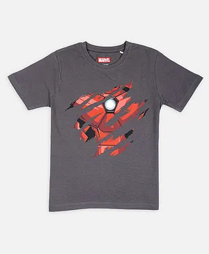 Nap Chief Half Sleeves Iron Man Battle Suit Featured T Shirt - Dark Grey