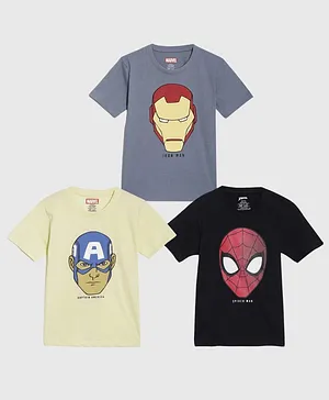 Nap Chief Pack of 3 Avengers Featured T Shirts - Blue Cream