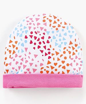 Babyhug 100% Cotton Cap Shapes Print Pink- Diameter 15 cm