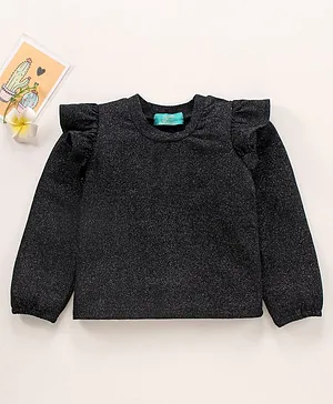Tiara Full Sleeves Tiny Particles Print Top - Black