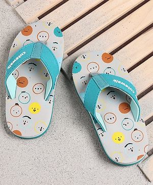 Cute Walk by Babyhug Flip Flops Simile Print - Blue