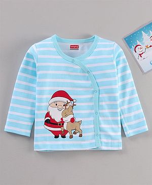 Babyhug 100% Cotton Vest Santa Clause Print - Blue