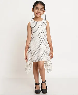 Creative Kids Sleeveless Swiss Dot Print A Line Dress - White Black