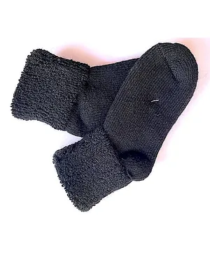 Flaunt Chic Solid Woolen Lining Socks - Black