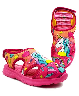 KazarMax Unicorn & Heart With Star Printed Sandals - Pink